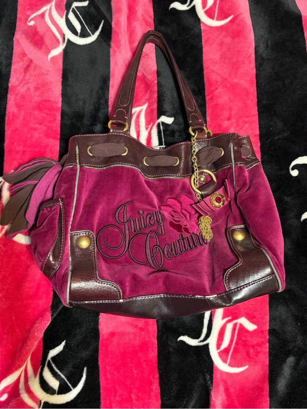 2005/2006 Vintage Juicy Couture Daydreamer Velour Leather Bag